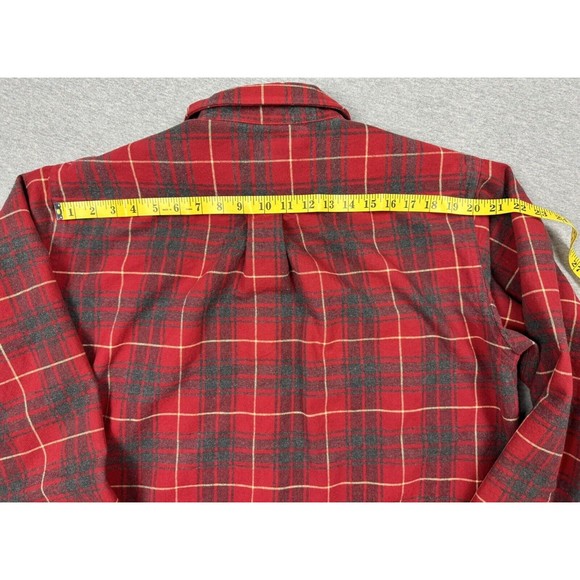 L.L. Bean Flannel Mens Large Heavyweight Red Blue Button Up Shirt Tall MT07 - Picture 8 of 10